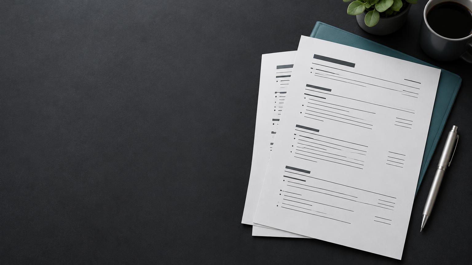 Professional resume pages on a desk with a pen